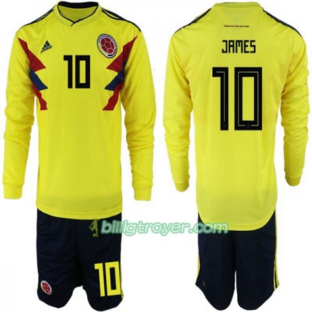 Billige Fotballdrakter Colombia James 10 Barn VM 2018 Hjemmedraktsett Langermet